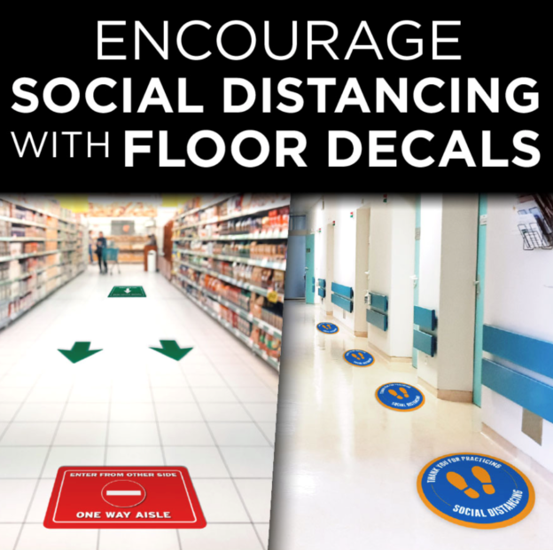 Social Distancing Floor Decals in Plymouth