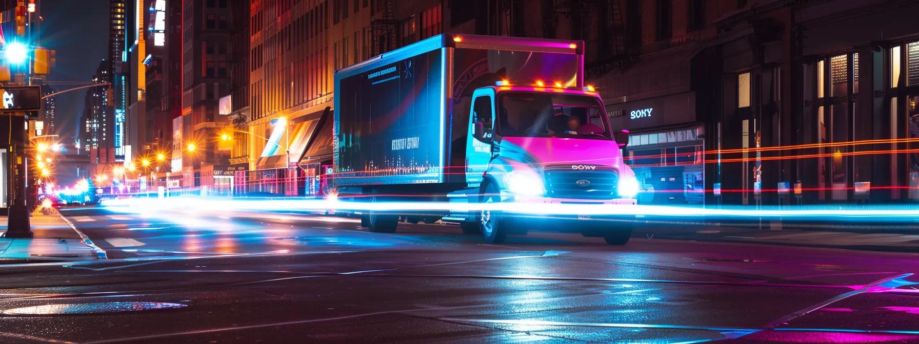 a sleek commercial vehicle proudly displays eye-catching branding in a vibrant urban environment, emphasizing the power of vehicle branding services.