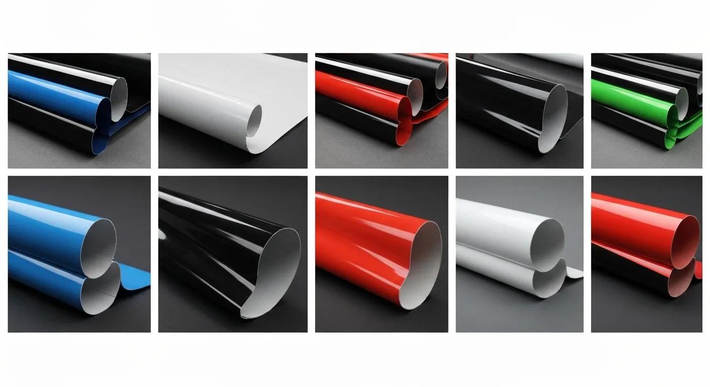 Different types of vehicle wrap materials including cast and calendared vinyl films