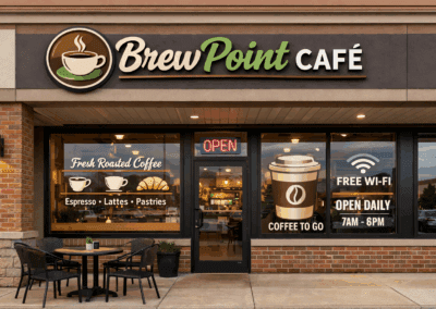 Business signs in Southfield, MI, for coffee shop storefront
