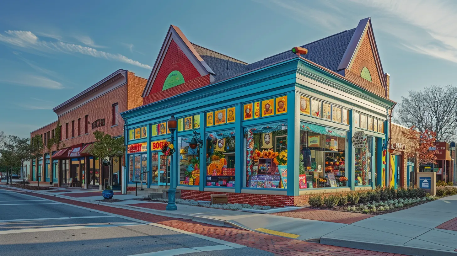 a vibrant storefront in southeast michigan showcases an innovative, eye-catching sign that adapts to seasonal themes, emphasizing the intersection of creativity and budget-conscious design.